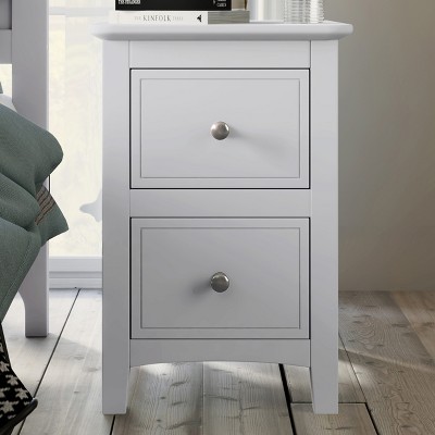 22.2"H Nightstand Bedside Table for Bedroom, End Table with 2 High Storage Drawers for Living Room, Kids Room, Wood Frame, White+Gray