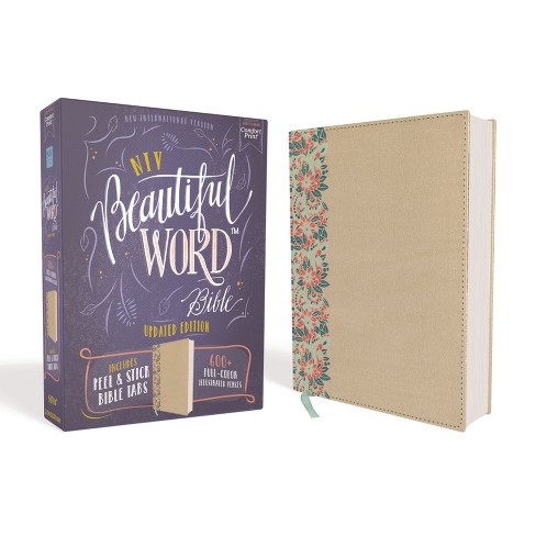 Niv, Beautiful Word Bible, Updated Edition, Peel/stick Bible Tabs,  Leathersoft Over Board, Gold/floral, Red Letter, Comfort Print - By  Zondervan : Target