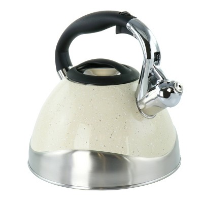 MegaChef 2.8L Round Stovetop Whistling Kettle - Brushed Silver