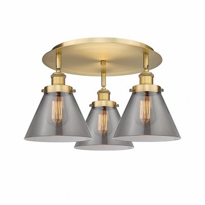 Cone - 3 Light Flush Mount In Art Deco Style-9.5 Inches Tall and 19.5 Inches Wide