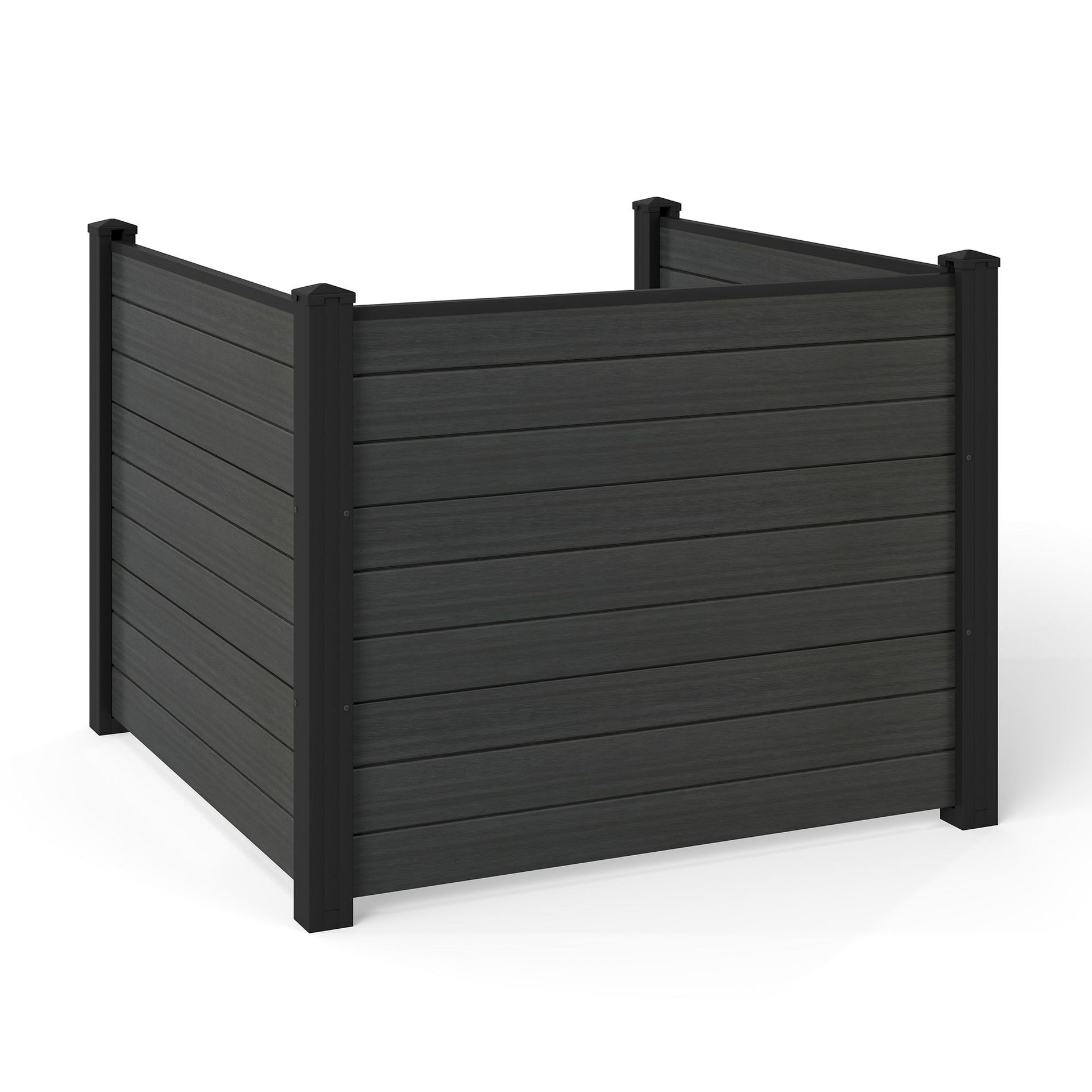 Sandinrayli 48.4" W x 37.4" H Outdoor Privacy Screen with Metal Posts, Air Conditioner Fence Panels,Trash Can Screen Fence Kit for Patio,Black/3Panels