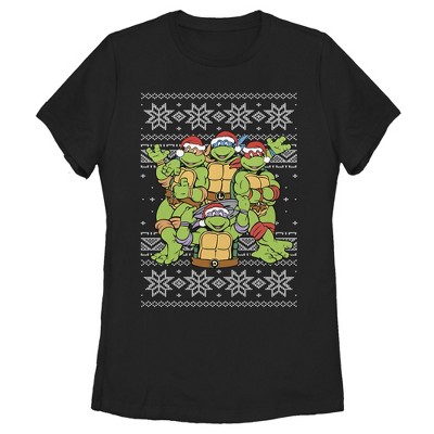 Girl's Teenage Mutant Ninja Turtles Ugly Christmas Sweater T-Shirt - Red -  Medium