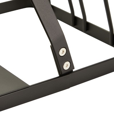 Black Powder Coated Metal Cordless Vacuum Stand with Wooden Handle