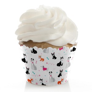 Big Dot of Happiness Pawty Like a Puppy Girl - Pink Dog Baby Shower or Birthday Party Decorations - Party Cupcake Wrappers - Set of 12 - 1 of 4