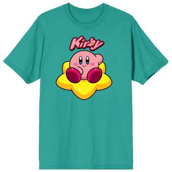 Kirby Sitting On Star Juniors Bright Aqua T-shirt