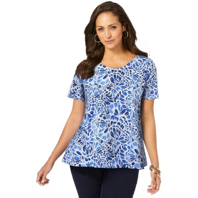 Jessica London Women's Plus Size Stretch Cotton Trapeze Tee