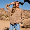 Women's Brown Boatneck Long Sleeve Sweater Top - Cupshe - 2 of 4