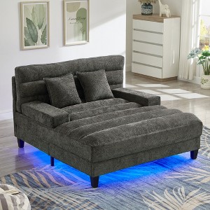 KTMBDW Chaise Lounge Chair,64" Oversized Sleeper Chair with Wood Frame,Upholstered Sofa Bed with Adjustable Backrest and LED Light - 1 of 4