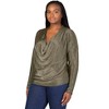 24seven Comfort Apparel Plus Size Cowl Neck Long Sleeve Shimmery Fabric Top - 2 of 4