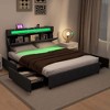 Costway Full/Queen Size Bed Frame with Led Lights & Charging Station & Modern Upholstered Bed - 4 of 4