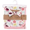 Touched by Nature Baby Girl Organic Cotton Swaddle Blanket and Headband or Cap, Botanical, One Size - 2 of 4