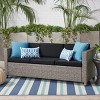 Outdoor Sofa, Single Sofa, Water-Resistant Cushions, Woven Texture, Sofa for 3 People, Iron Frame, Armless Sofa-Coolbibila - 3 of 4