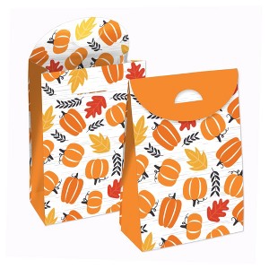 Big Dot of Happiness Fall Pumpkin - Halloween or Thanksgiving Gift Favor Bags - Party Goodie Boxes - Set of 12 - 1 of 4