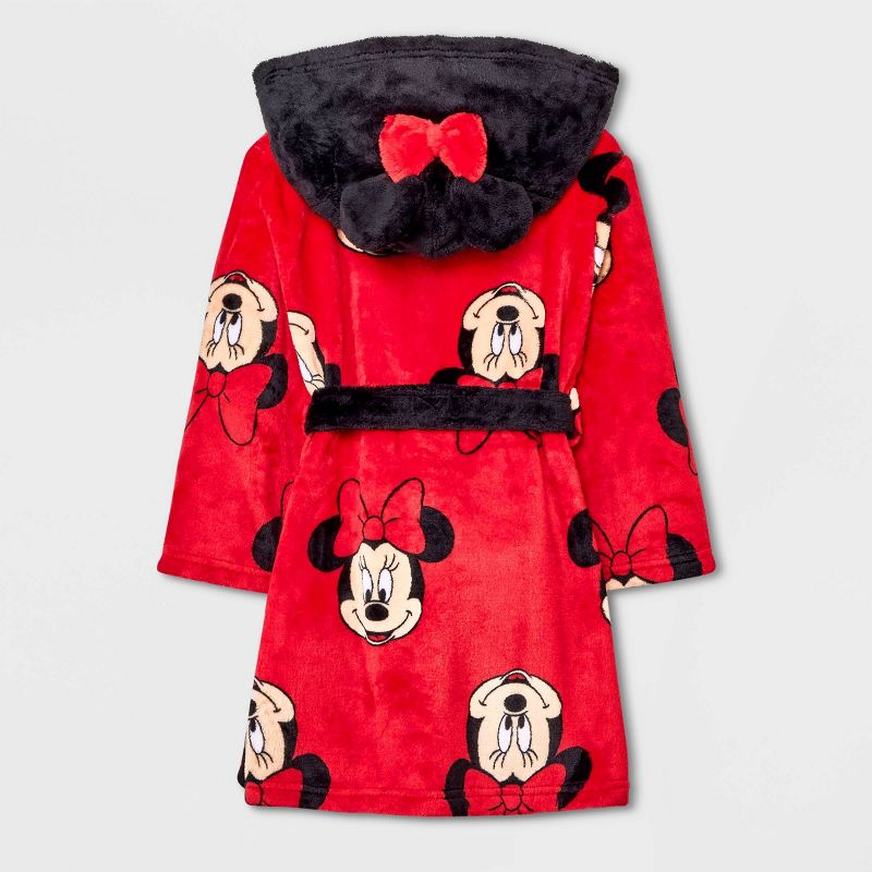 Toddler Girls&#39; Minnie Mouse Cosplay Hooded Robe - Red, 2 of 5
