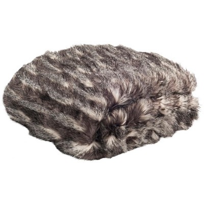 Faux Pheasant Throw Blanket - THR724 - Black/Grey - 50" x 60" - Safavieh
