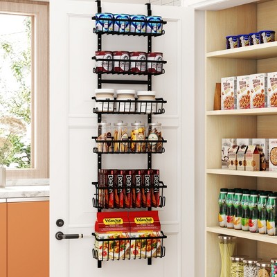 SUGIFT Over the Door Pantry Organizer with 6 Tier Adjustable Shelves, Black
