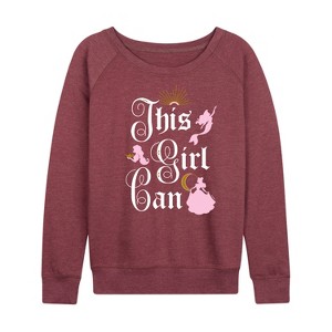 Women's - Disney Princess - This Girl Can Lightweight French Terry Wide Neck Long Sleeve Shirt - 1 of 4