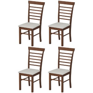 Aghana Digitals 4-Piece Farmhouse Dining Chairs: Rubber Wood Frame, Black & Gray Upholstered Seats - 1 of 4