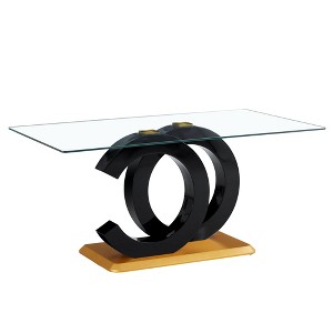 NicBex Modern 63 Inch Rectangle Dining Table with Tempered Glass Tabletop and OC-Shaped MDF Bracket for 6 to 8 - 1 of 4