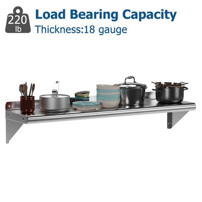 Whizmax Heavy-Duty Stainless Steel Wall Mount Shelf with Backsplash
