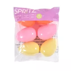 6ct Plastic Easter Eggs Warm Colorway Pastel Yellow Pink Coral - Spritz™