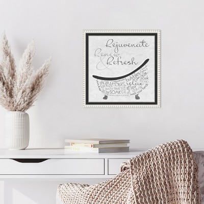Rejuvenate Renew Refresh Beaded White Canvas Wall Art