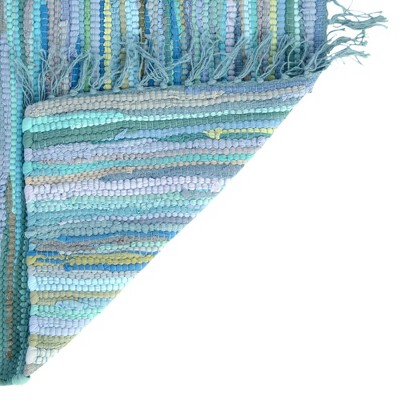 Handmade Light Blue Synthetic Braided Reversible Rug