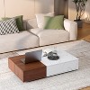 NicBex Modern Rectangiular Marble Coffee Table with Storage Spaces,Two-Tone Wood End Table,Center Table for Living Room - 4 of 4