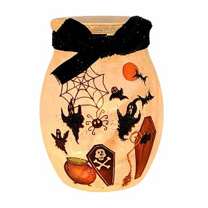 Stony Creek 4.0 Inch Spooky Season Pre-Lit Small Jar Halloween Lighted Glass Accent , Halloween Decor Spooky Halloween Lighted (1PC) - 1 of 4