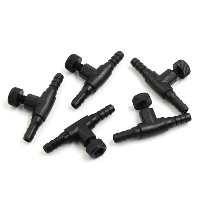 Unique Bargains Plastic 2-Way Air Control Valves Aquarium Fish Tank Accessories Set Black 5 Pcs