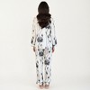 Anna-Kaci Lounge Women's 2-Piece Set Floral Satin Button Front Pajama Top with Contrast Piping and Elastic Waist Pants - 4 of 4
