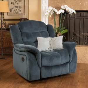 Manual Reclining Chair, Comfy Plush Recliner Chair with Foldable Footrest, Rocking Recliner Chair for Living Room, Bedroom, Home Office, Small Space - 1 of 4