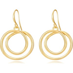 14K Gold Plated Teardrop Dangle Earrings, Lightweight Geometric Hoop Long Drop Minimalist Jewelry for Birthday Party Gifts - 1 of 4