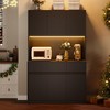 Whizmax 71" Tall Kitchen Pantry Cabinet, Kitchen Hutch Storage Cabinet, Food Pantry Cabinet with Microwave Stand, Adjustable Shelves, Handless Design - 3 of 4