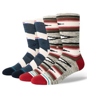 STANCE Men's Striped Blanket Crew Socks 2pk - Red/Blue L - 1 of 4