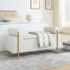 Tramull Elegant Linen Upholstered Storage Bench with Cylindrical Arms & Iron Legs for Hallway, Living Room, Bedroom - 3 of 4