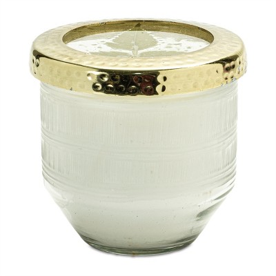 White Currant Scented Soy Candle with Pressed Floral Lid 4.25"D