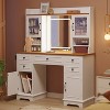 47.24" Farmhouse Vanity w/ Lighted Mirror, 5 Drawers & 2 RGB Glass Cabinets - Built-in Outlets/Holder, White Women's Bedroom Dressing - 3 of 4