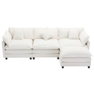 NicBex Modern 112.2" Chenille Sectional Sofa Modular L Shape Sofa Couch with Ottoman for Living Room Apartment - 1 of 4