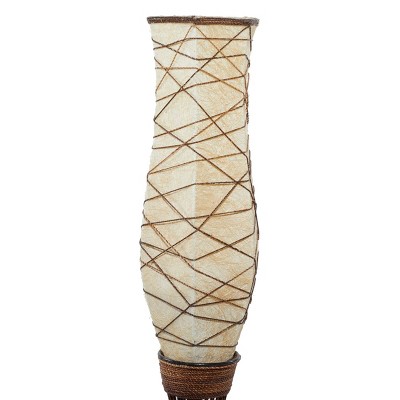 59" Brown Bamboo Torchiere Floor Lamp with Paper Shade