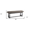 HomeRoots 56" Black and White and Gray Upholstered Cotton Blend Trellis Bench - 3 of 4