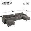 Modular Chenille Sectional Sofa Storage Console Movable Ottoman Reversible USB Wired Wireless Charging Living Room Apartment - 3 of 4