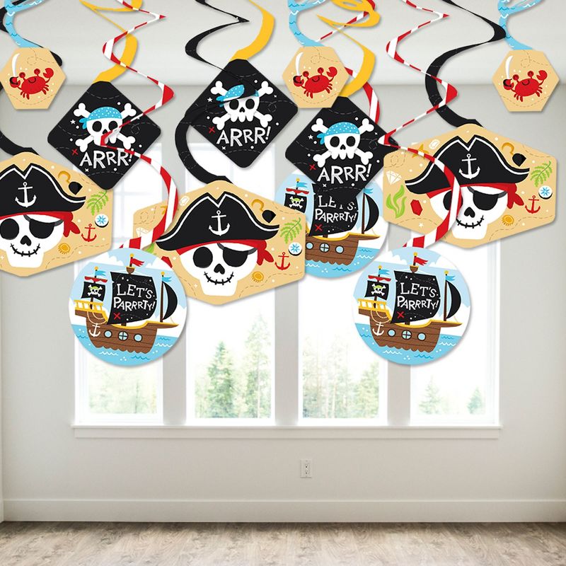 Big Dot of Happiness Pirate Ship Adventures - Skull Birthday Party Hanging Decor - Party Decoration Swirls - Set of 40, 3 of 9