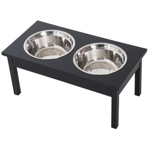 SEVOBAL Pet Bowl Elevated Feeding Station with Stainless Steel Bowls and Non-Slip Base for Large Dogs, Black, 23"*12"*10" - 1 of 4