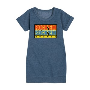 - Rock 'Em Sock 'Em Robots - Rock 'Em Sock 'Em Logo Graphic Short Sleeve Fleece Dress - 1 of 4