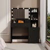 Vanity Desk with Mirror and LED Light,3 Lighting Modes Adjustable Brightness,Makeup Dressing Table with 3 Open Shelves 4 Drawers and 1 Hidden Shelves - 2 of 4