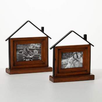 Sullivans 11" & 10" Modern House Photo Frame Set of 2, Wood