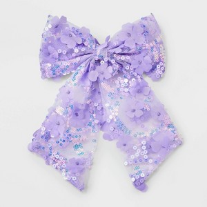 Girls' Sequin Flowers Bow Barrette Clip - Cat & Jack™ Lavender: Hair Styling, Fashion, Recycled Polyester - 1 of 4