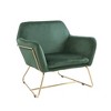 Velvet Accent Chair with Full Foam Seat and Metal Base for Living Room - 2 of 4