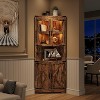 Corner Cabinet with Lights, Tall Corner Storage Cabinet with Glass Door, Adjustable Shelves, for Living Room, Kitchen, Bathroom - 3 of 4